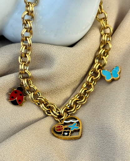 Butterfly Linked Chain Charm Bracelet