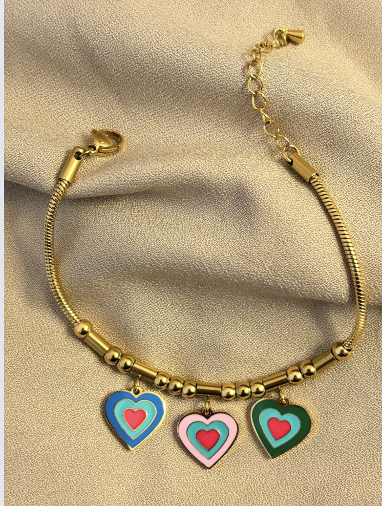 Multi Hearts Chain Charm