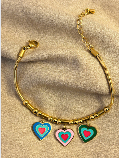 Multi Hearts Chain Charm