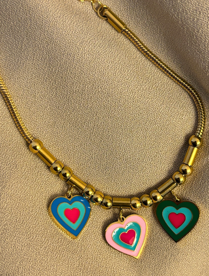 Multi Hearts Chain Charm