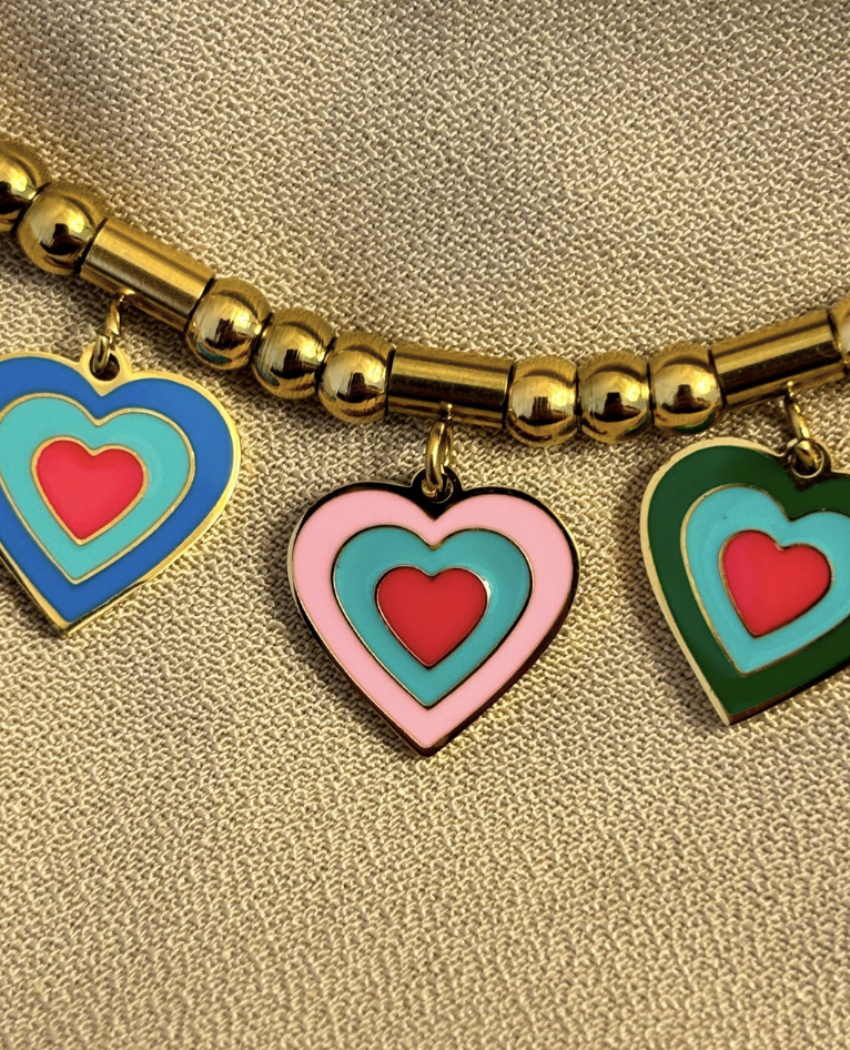 Multi Hearts Chain Charm