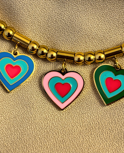 Multi Hearts Chain Charm