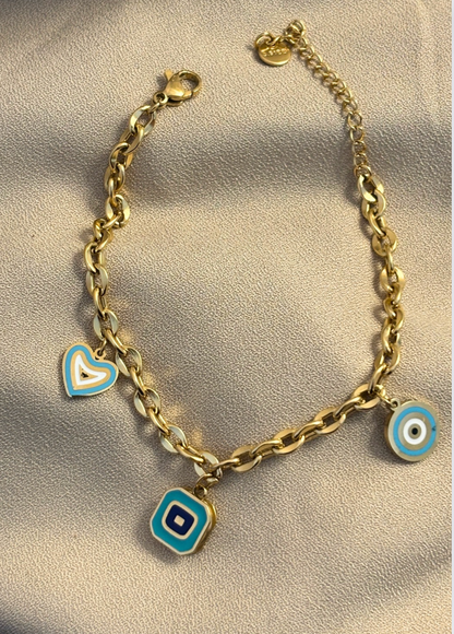 Turquoise Chain Charm Bracelet