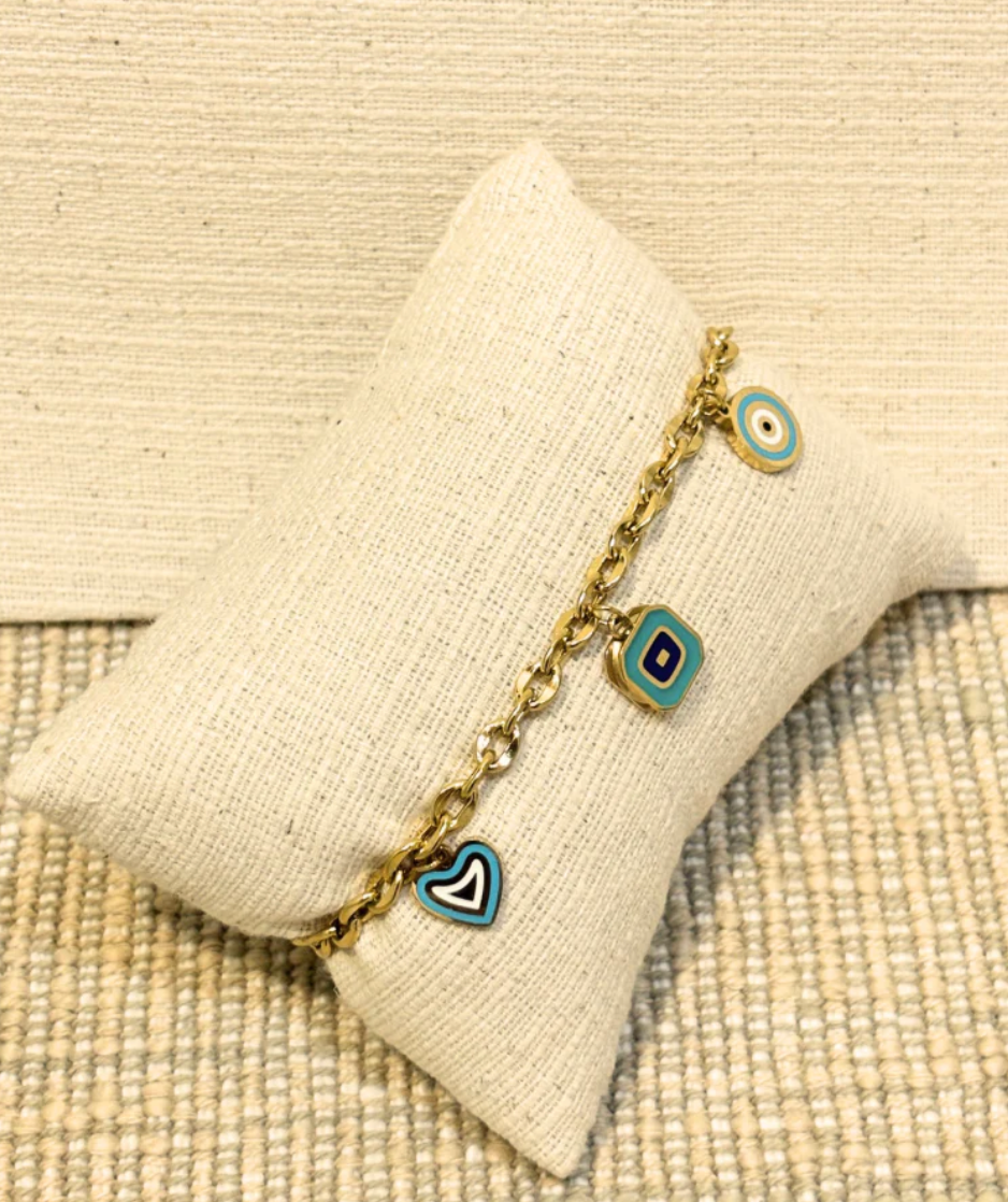 Turquoise Chain Charm Bracelet