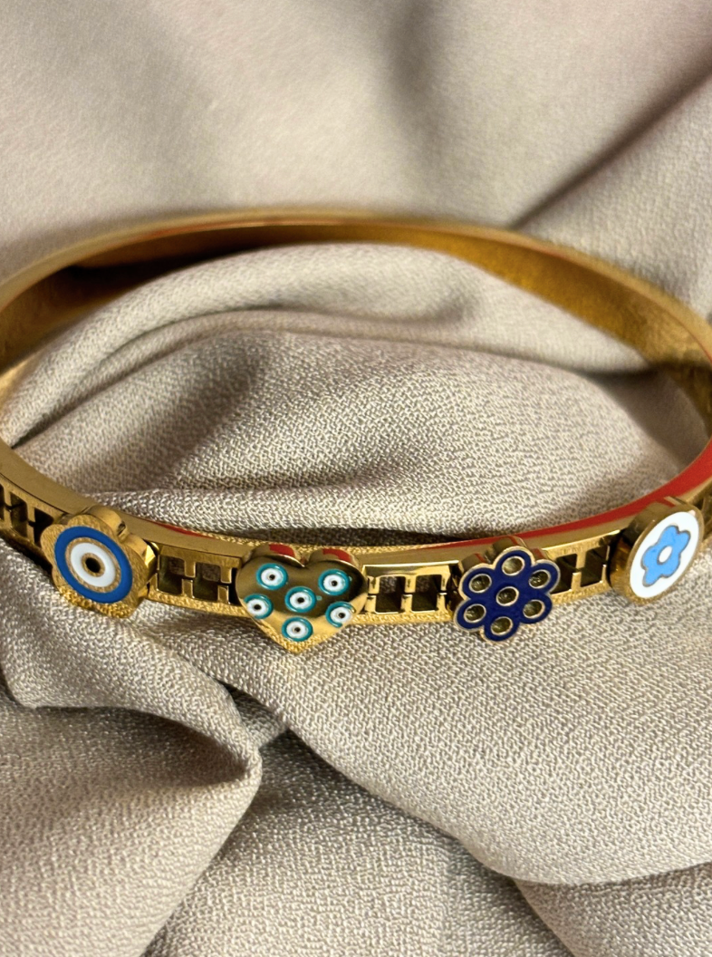 Flora Evil Eye Cuff  Bracelet