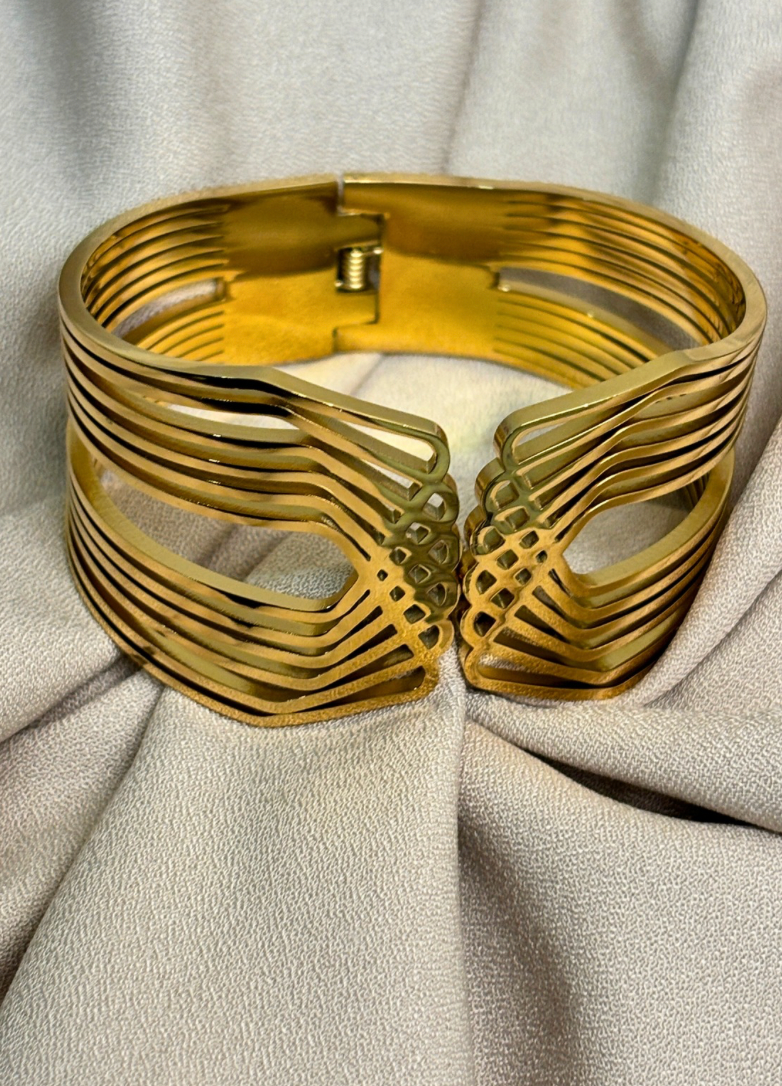 Gold Broad Cuff Bracelet