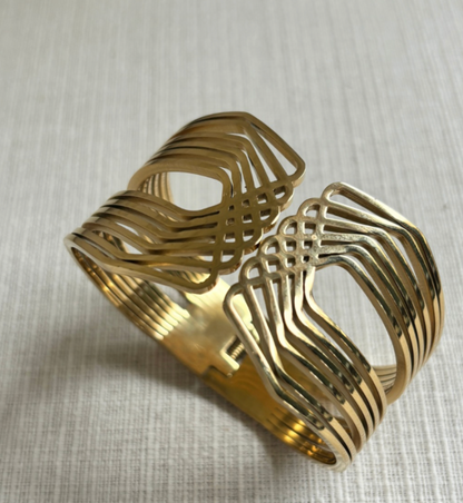 Gold Broad Cuff Bracelet