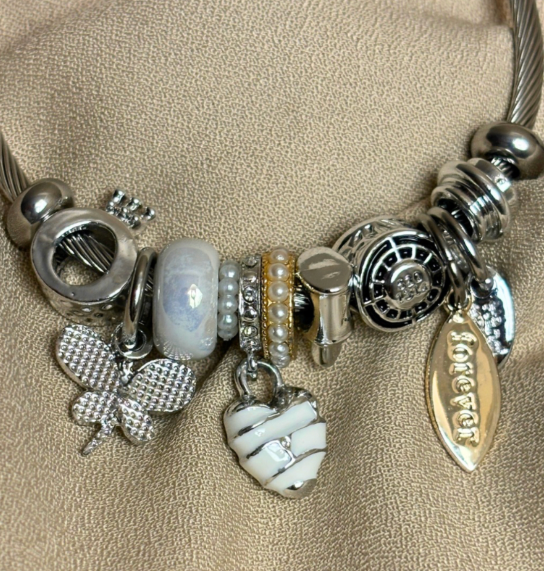 White Hearts Pandora  Bracelet