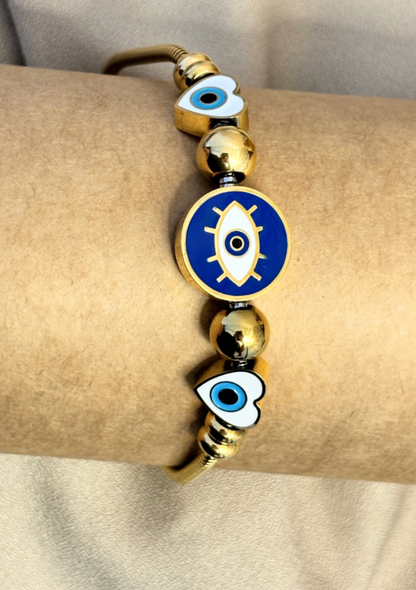 Evil Eye Hearts Charm Bracelet