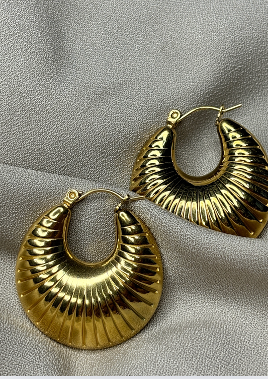 Gold Stripped Hoops