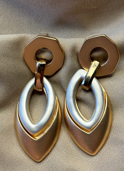 Gold Oval Drop Earrings