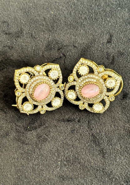 Pink Polki Earrings