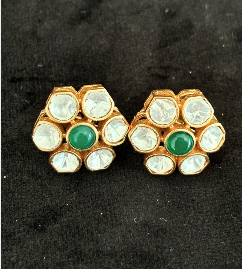 Emerald Polki Earrrings