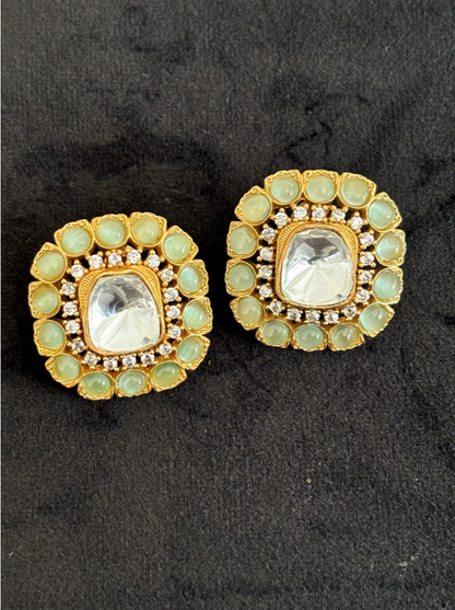 Jade Square Polki Earrings