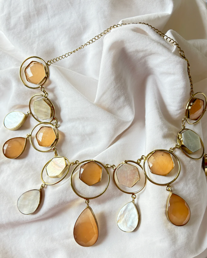 Peach Stone Necklace Set