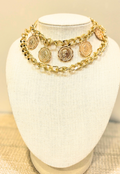 Bold Gold Layered Choker Necklace
