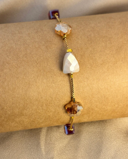 Earthen Shaded Stones Chain Charm Bracelet