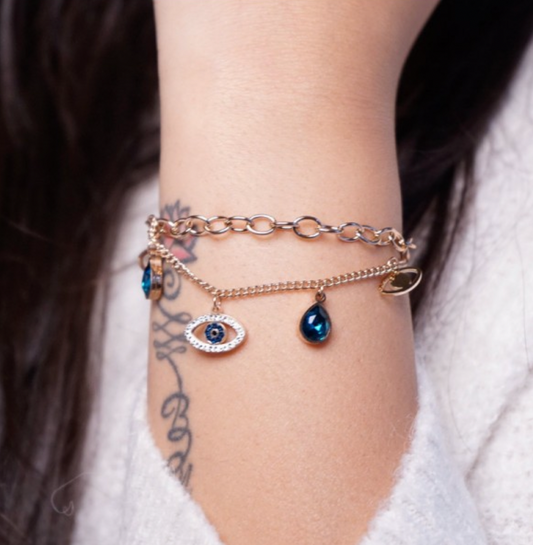 Studded Evil Eye Chain Bracelet